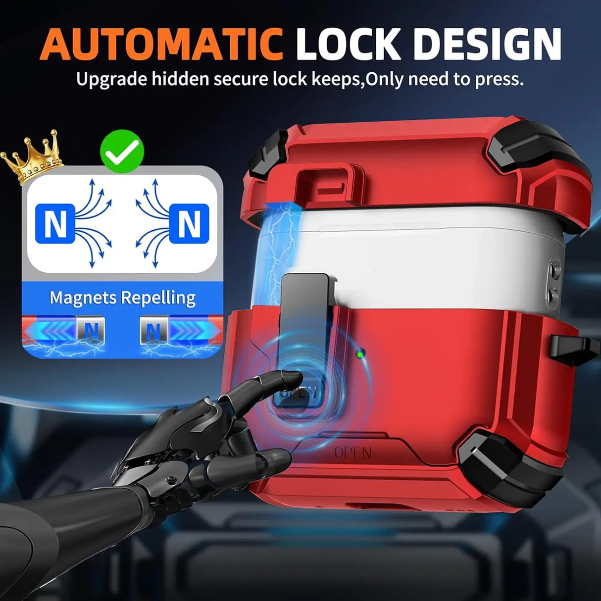 Schutzhülle für AirPods 4 mit stoßfestem Gehäuse, Karabiner und Standfunktion - ideal für Alltag und unterwegs