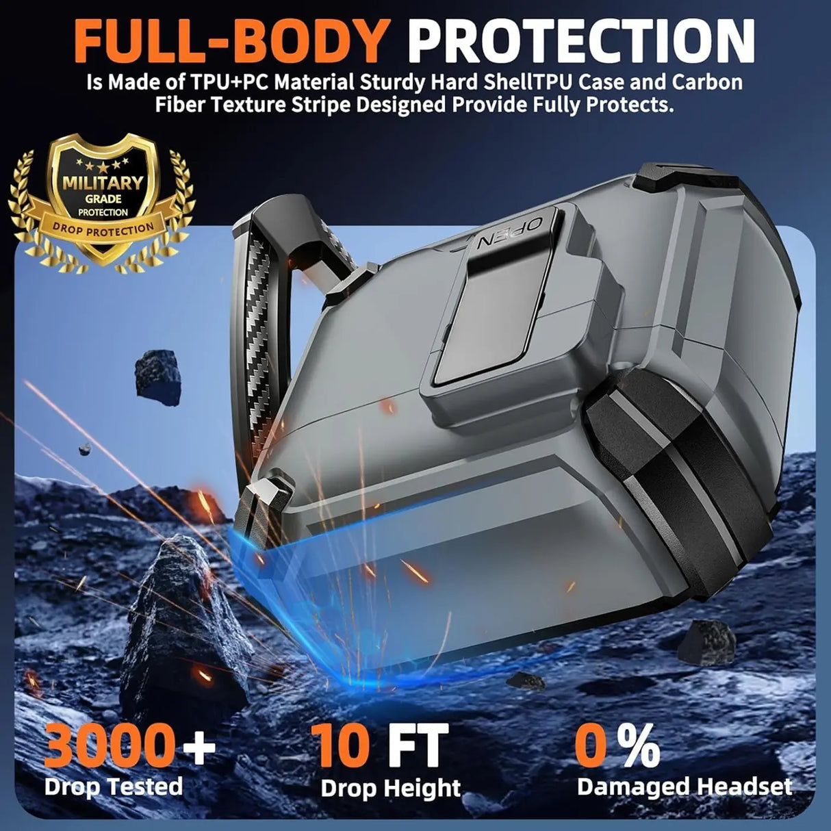 Schutzhülle für AirPods Pro 3 mit stoßfestem Gehäuse, Karabiner und Standfunktion - ideal für Alltag und unterwegs