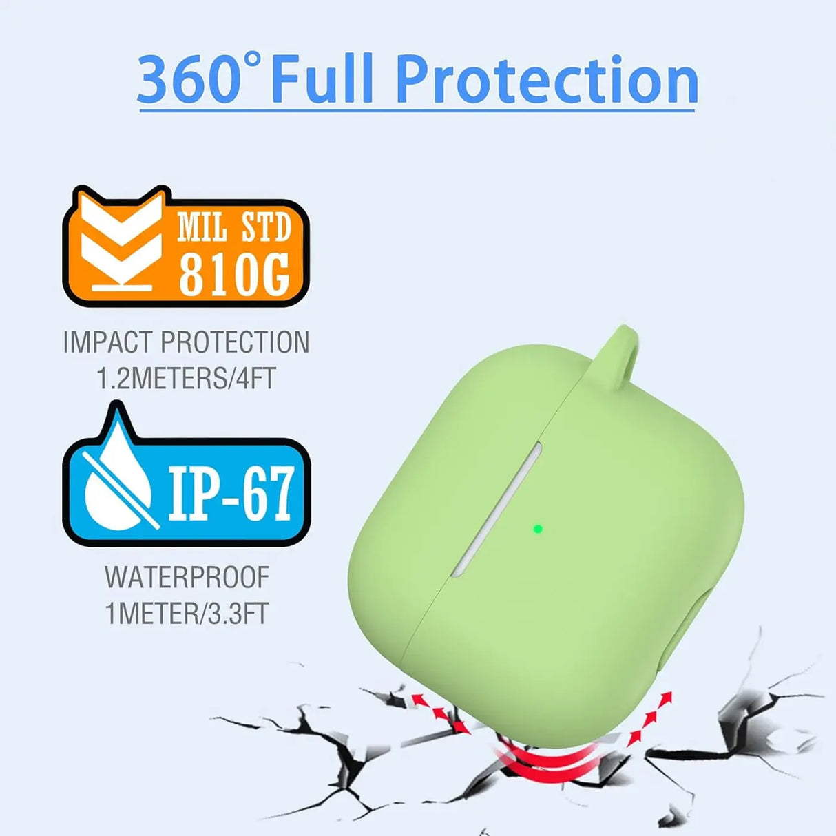 Silikon Schutzhülle für AirPods 3 mit Soft-Touch Oberfläche, Karabiner und LED-Sichtfenster - ideal für Alltag, Sport und Reisen