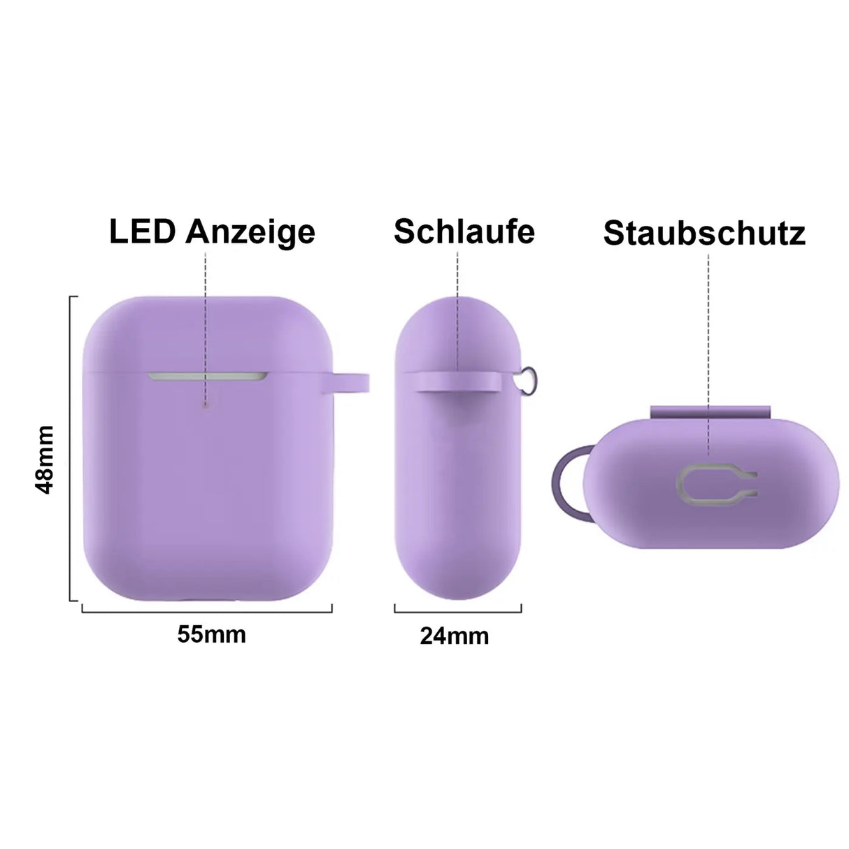 Silikon Schutzhülle für AirPods 3 mit Soft-Touch Oberfläche, Karabiner und LED-Sichtfenster - ideal für Alltag, Sport und Reisen