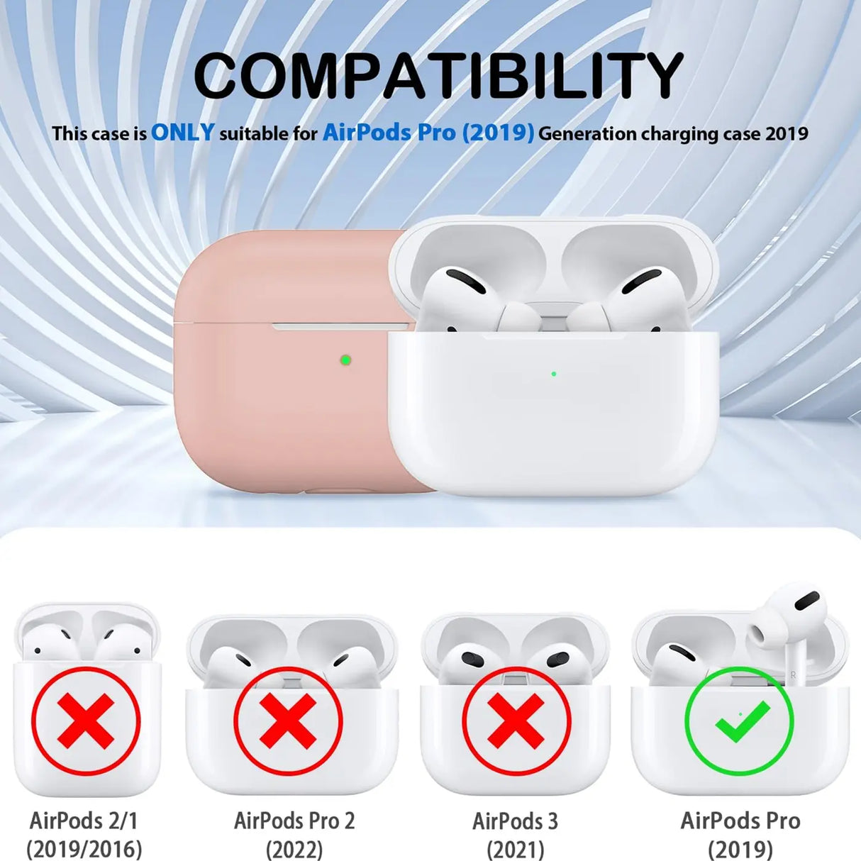 Silikon Schutzhülle für AirPods Pro 1 mit Soft-Touch Oberfläche, Karabiner und LED-Sichtfenster - ideal für Alltag, Sport und Reisen