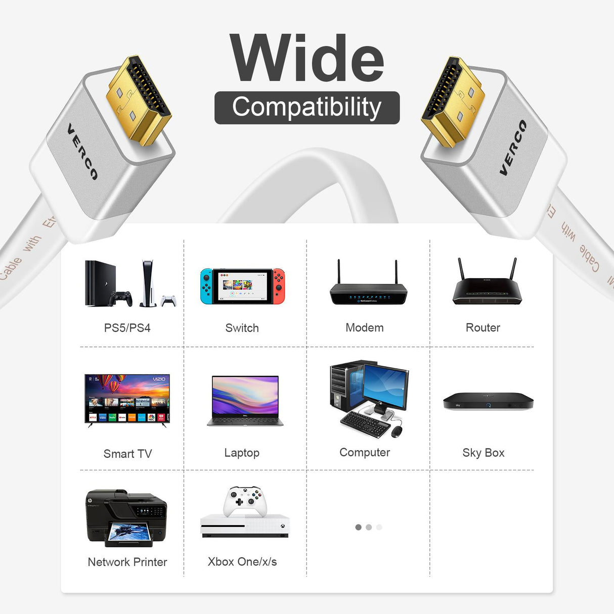 HDMI Flach Kabel - HD-Flat-100B - 20M - Weiss