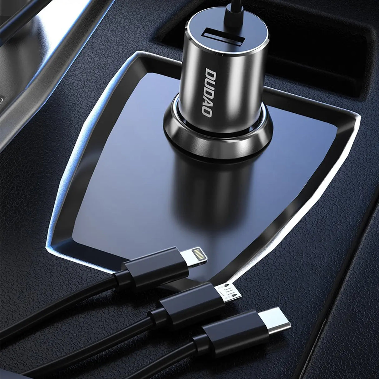 Dudao KFZ Ladegerät R5ProN Schwarz mit festem 3in1 Ladekabel