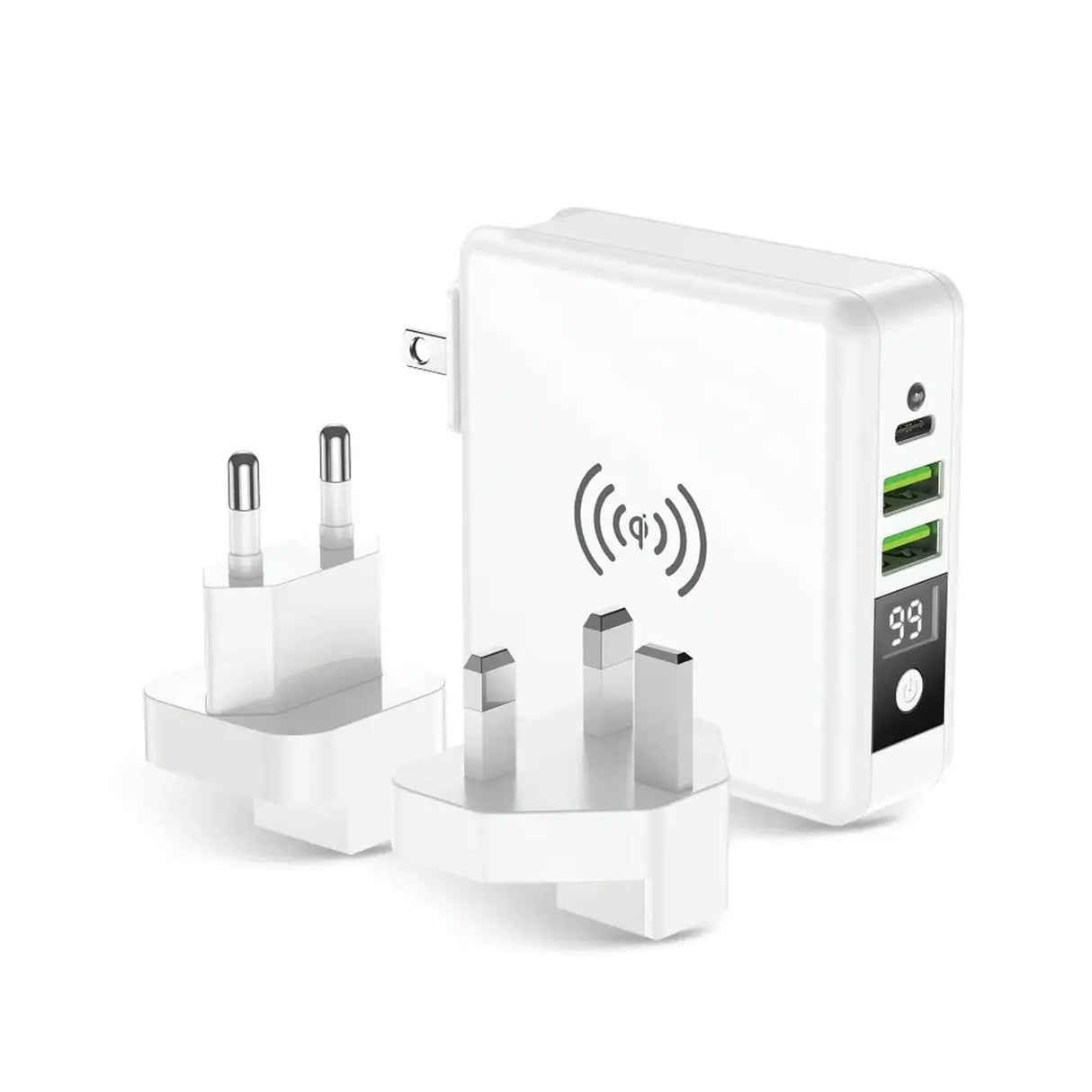 Forcell 4in1 Travel Set 15W in Weiß mit Powerbank-funktion und Wechselsteckern