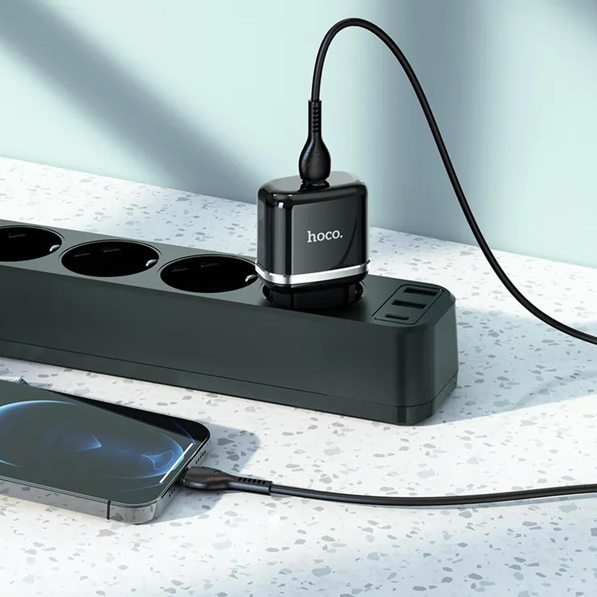 Netz-Ladegerät Hoco - N24 Lightning - Schwarz