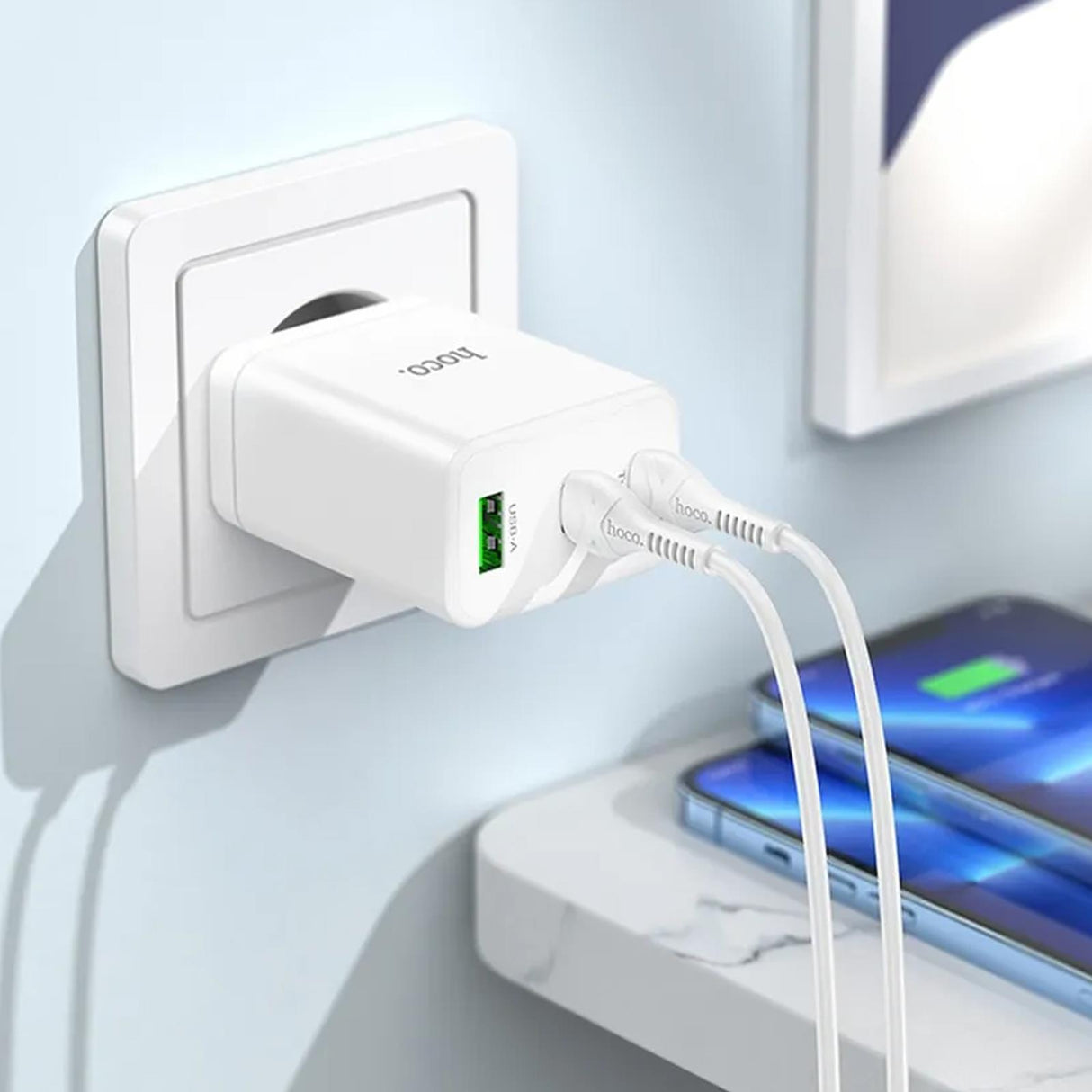 Netz-Ladegerät Hoco - N33 Start Lightning - Weiss