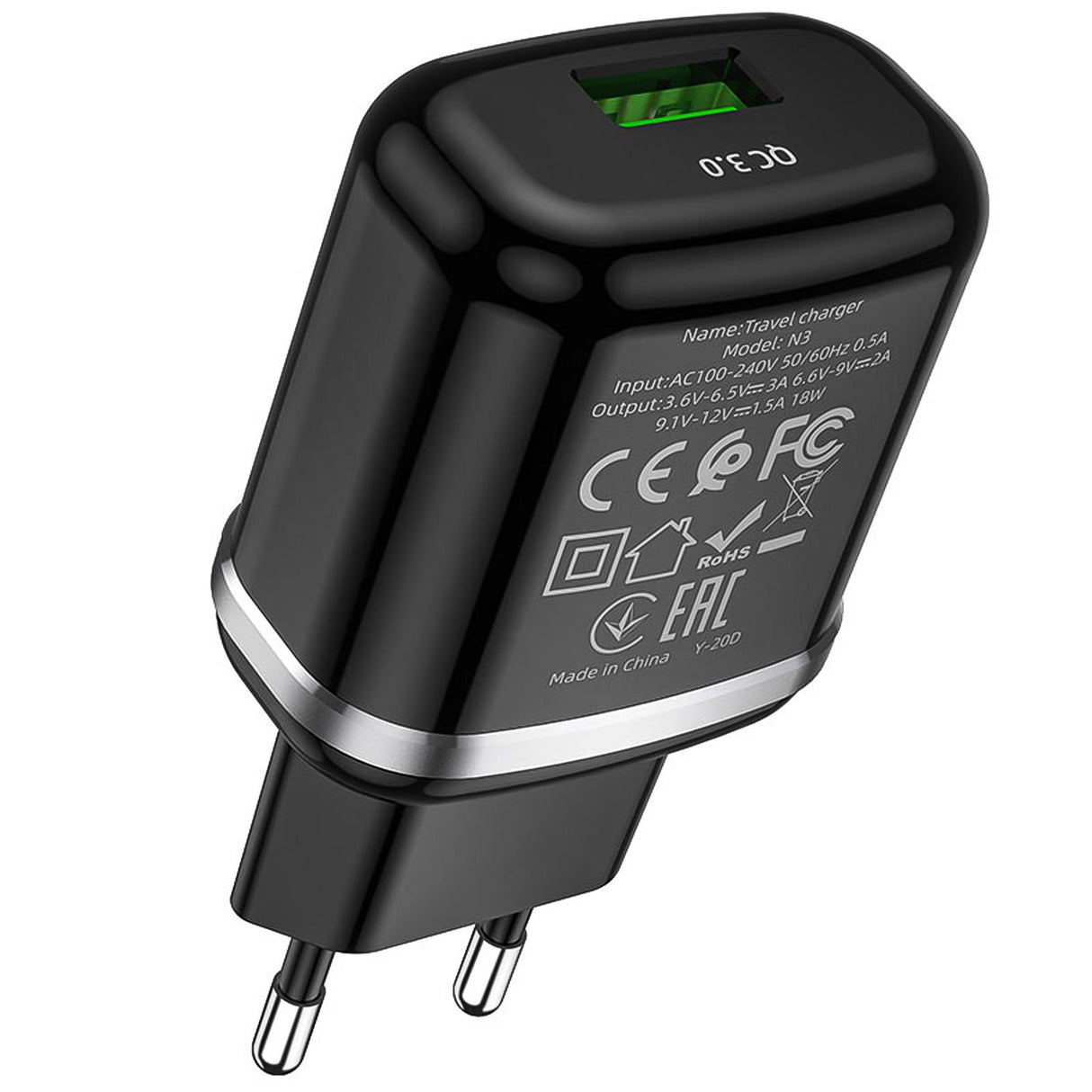 Netz-Ladegerät Hoco - N3 SOLO - Schwarz