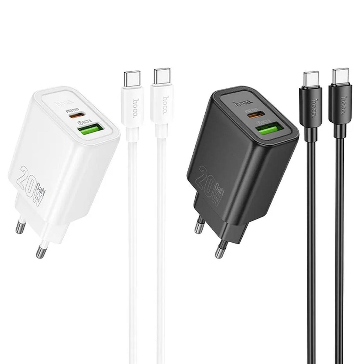 Hoco 20W GaN Ladegerät – USB-C & USB-A N61 Typ C Set