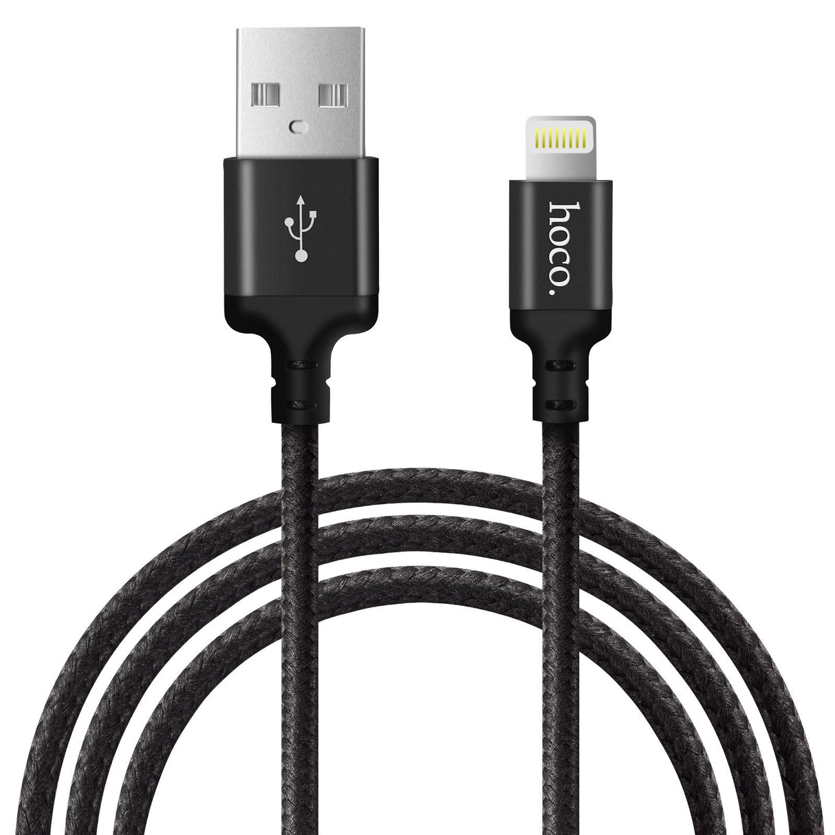 Hoco X14 Lightning zu USB-A Ladekabel, 1 Meter, geflochtenes Design für Langlebigkeit.
