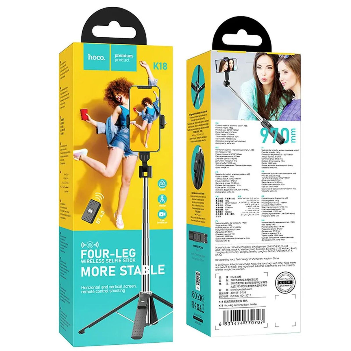 Hoco K18 Selfie-Stick - Schwarz