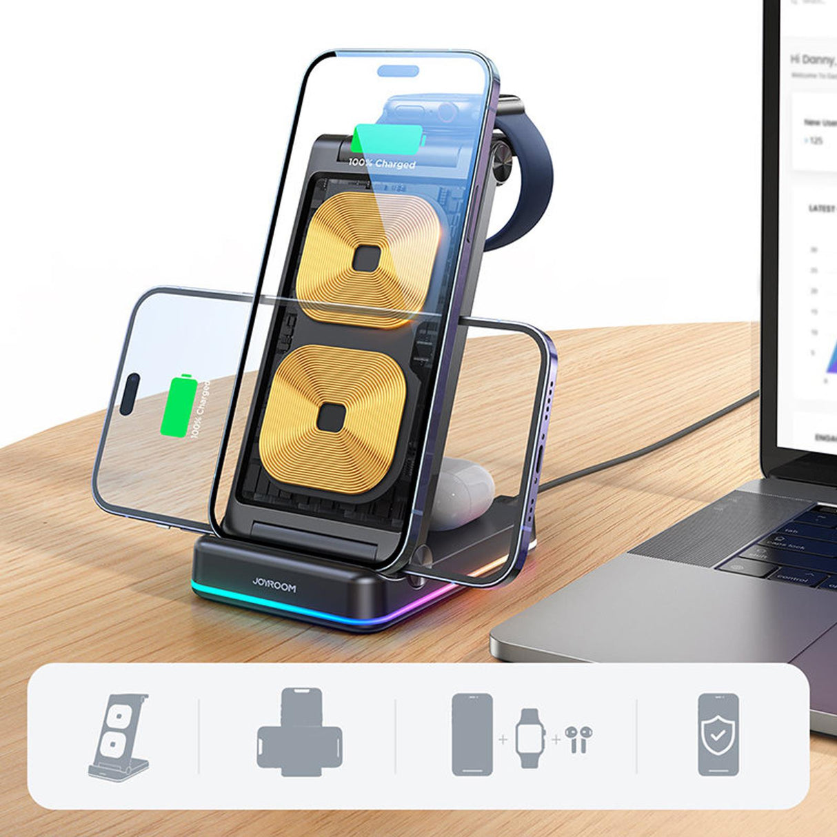 Ladestation 3in1 Joyroom JR-WQN01-SCHWARZ