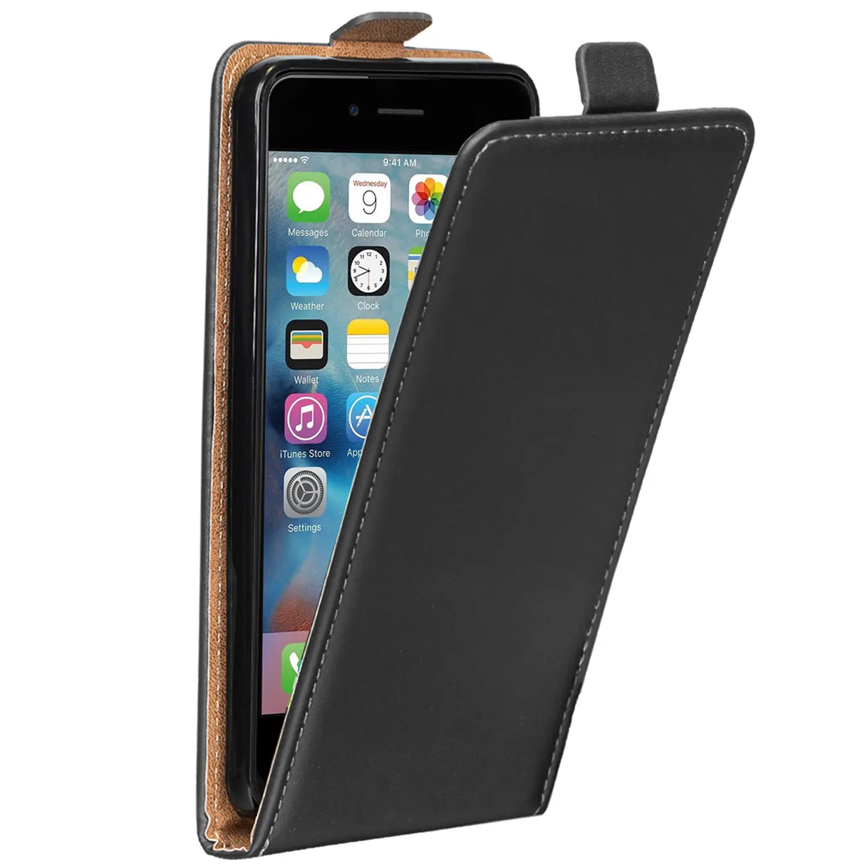 iPhone 6 / 6S Flip Klapphülle in Schwarz mit Kartenfächern