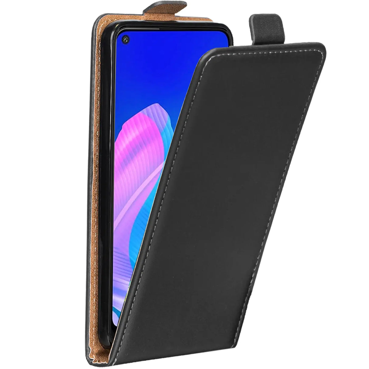 Huawei P40 Lite E Flip Klapphülle in Schwarz mit Kartenfächern