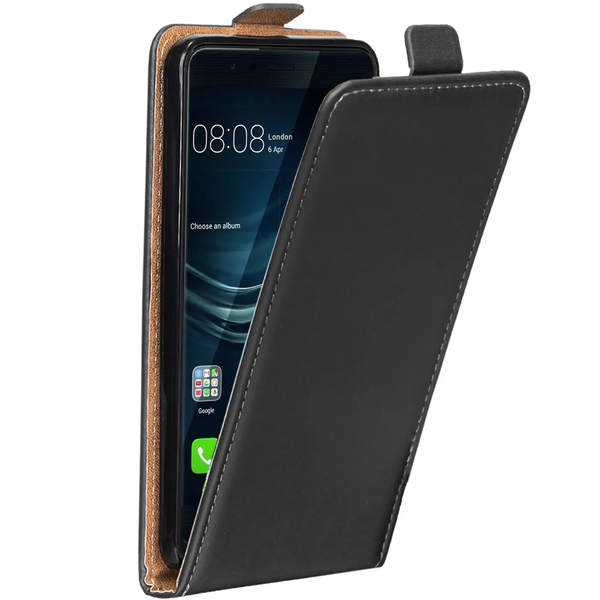 Huawei P9 Flip Klapphülle in Schwarz mit Kartenfächern