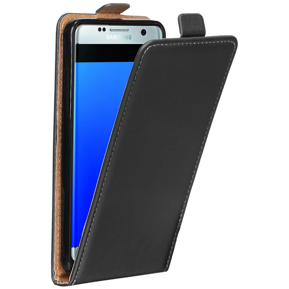Samsung Galaxy S7 Edge Flip Klapphülle in Schwarz mit Kartenfächern
