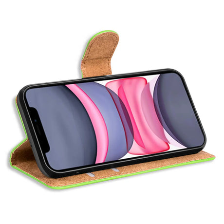 iPhone 11 Pro Max Klapphülle in Grün mit Kartenfächern und Schutz