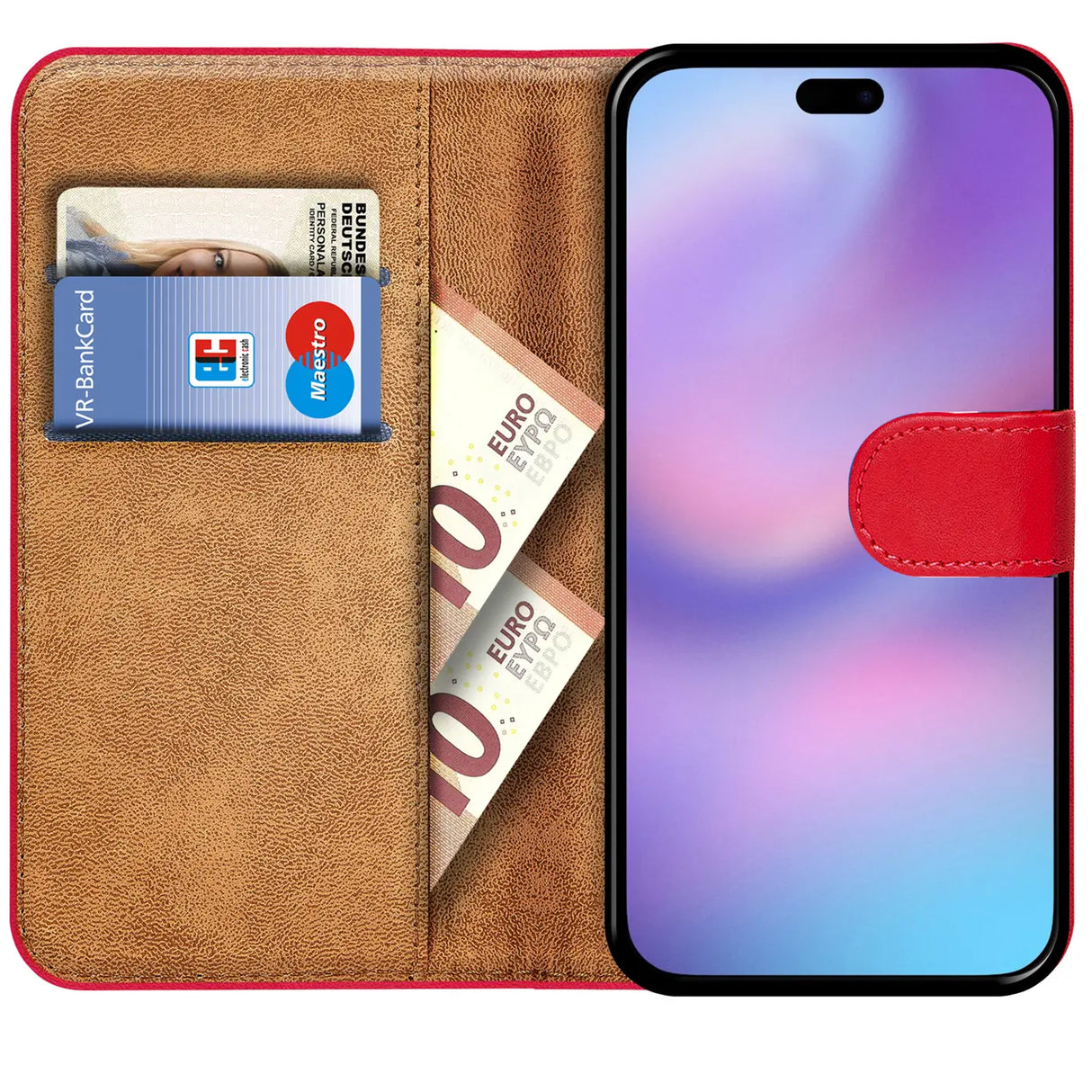 Apple iPhone 17 Air Klapphülle in Rot mit Kartenfächern und Schutz