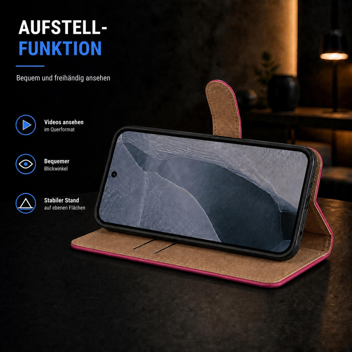 Google Pixel 11 Pro XL - Klapphülle mit Kartenfächern Pink