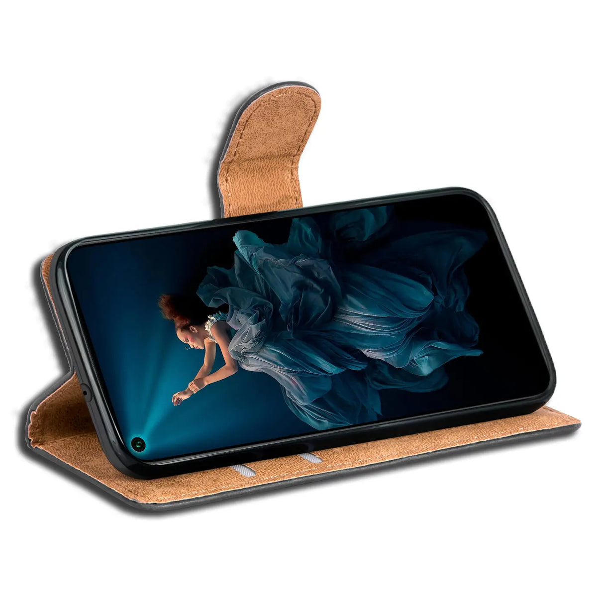 Honor 20 Klapphülle in Schwarz mit Kartenfächern und Schutz