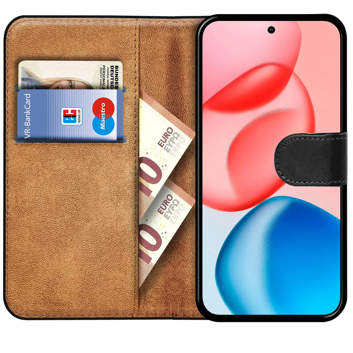 Honor 400 Klapphülle in Schwarz mit Kartenfächern und Schutz