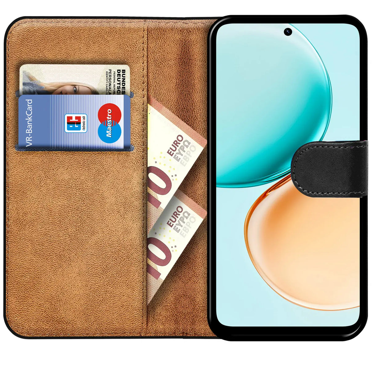 Honor 400 Smart Klapphülle in Schwarz mit Kartenfächern und Schutz