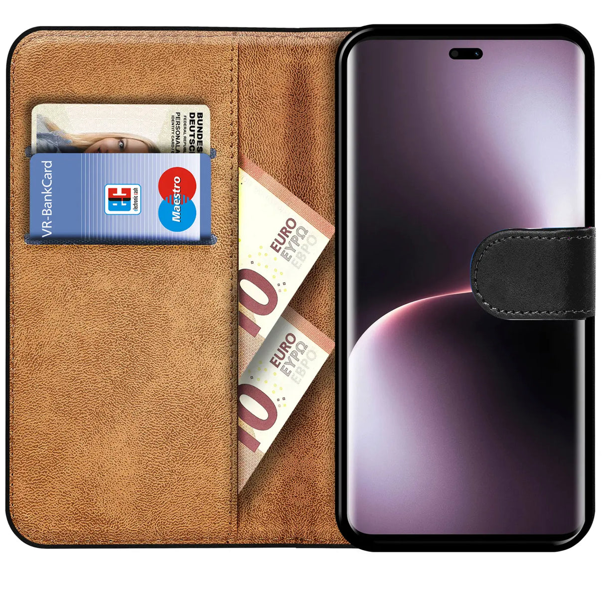 Honor Magic 7 Lite Klapphülle in Schwarz mit Kartenfächern und Schutz