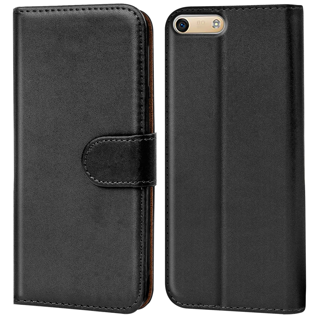 Huawei Ascend G6 Klapphülle in Schwarz mit Kartenfächern und Schutz