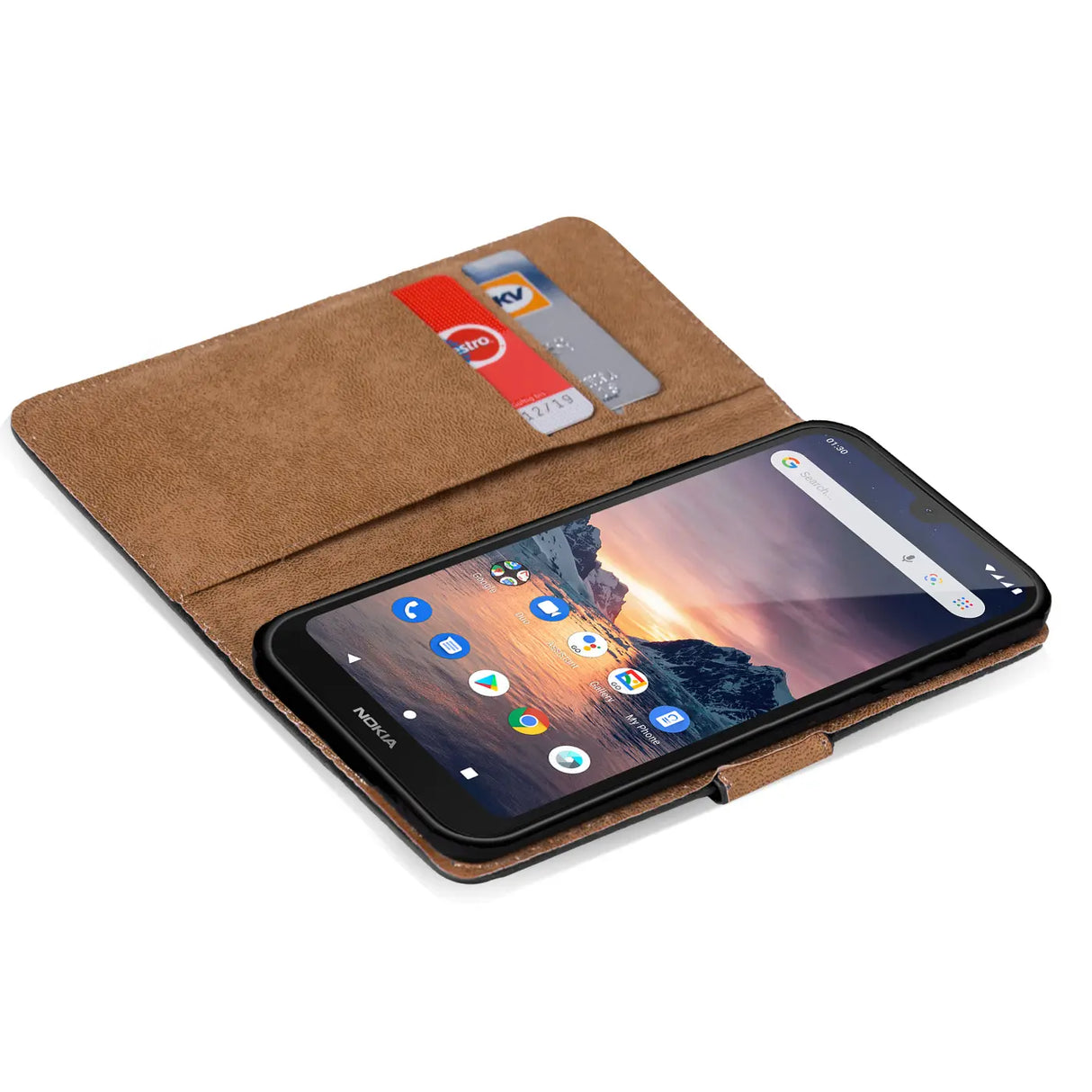 Nokia 1.3 Klapphülle in Schwarz mit Kartenfächern und Schutz