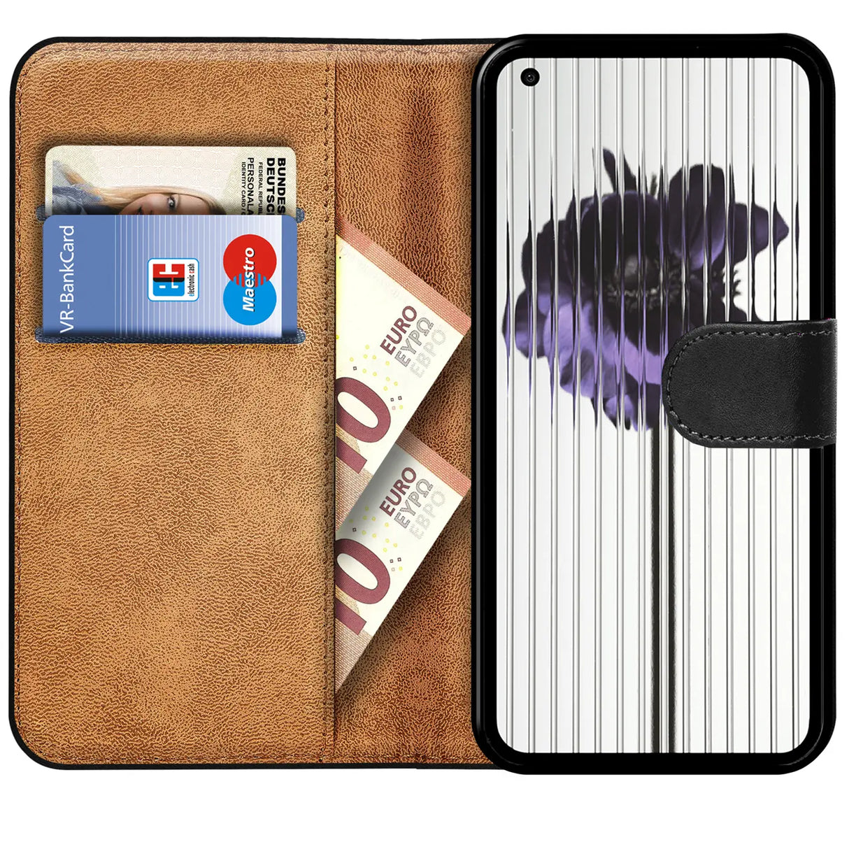 Nothing Phone 1 Klapphülle in Schwarz mit Kartenfächern und Schutz