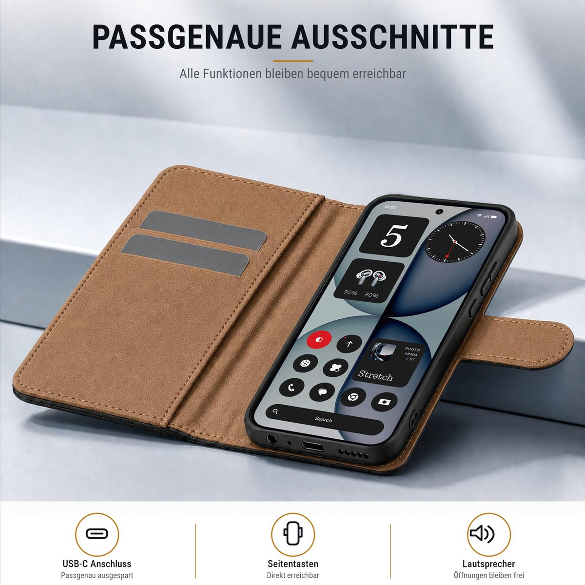 Nothing Phone 4a - Klapphülle mit Kartenfächern Schwarz