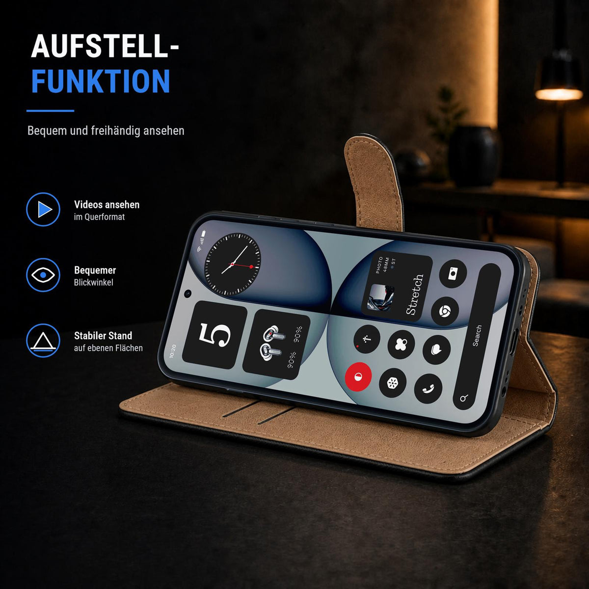 Nothing Phone 4a - Klapphülle mit Kartenfächern Schwarz
