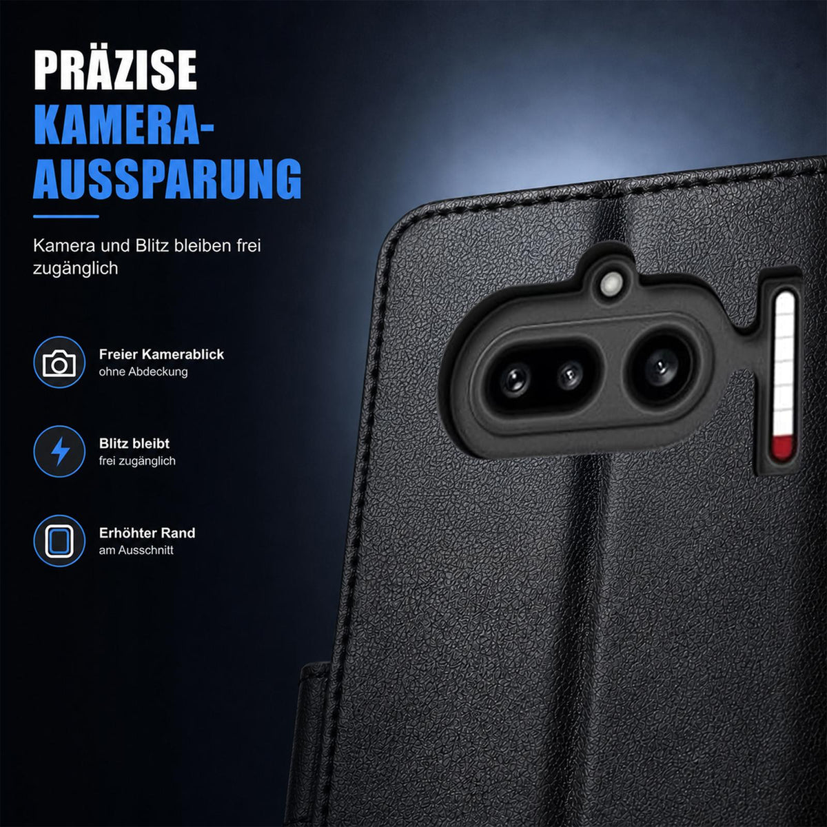 Nothing Phone 4a - Klapphülle mit Kartenfächern Schwarz