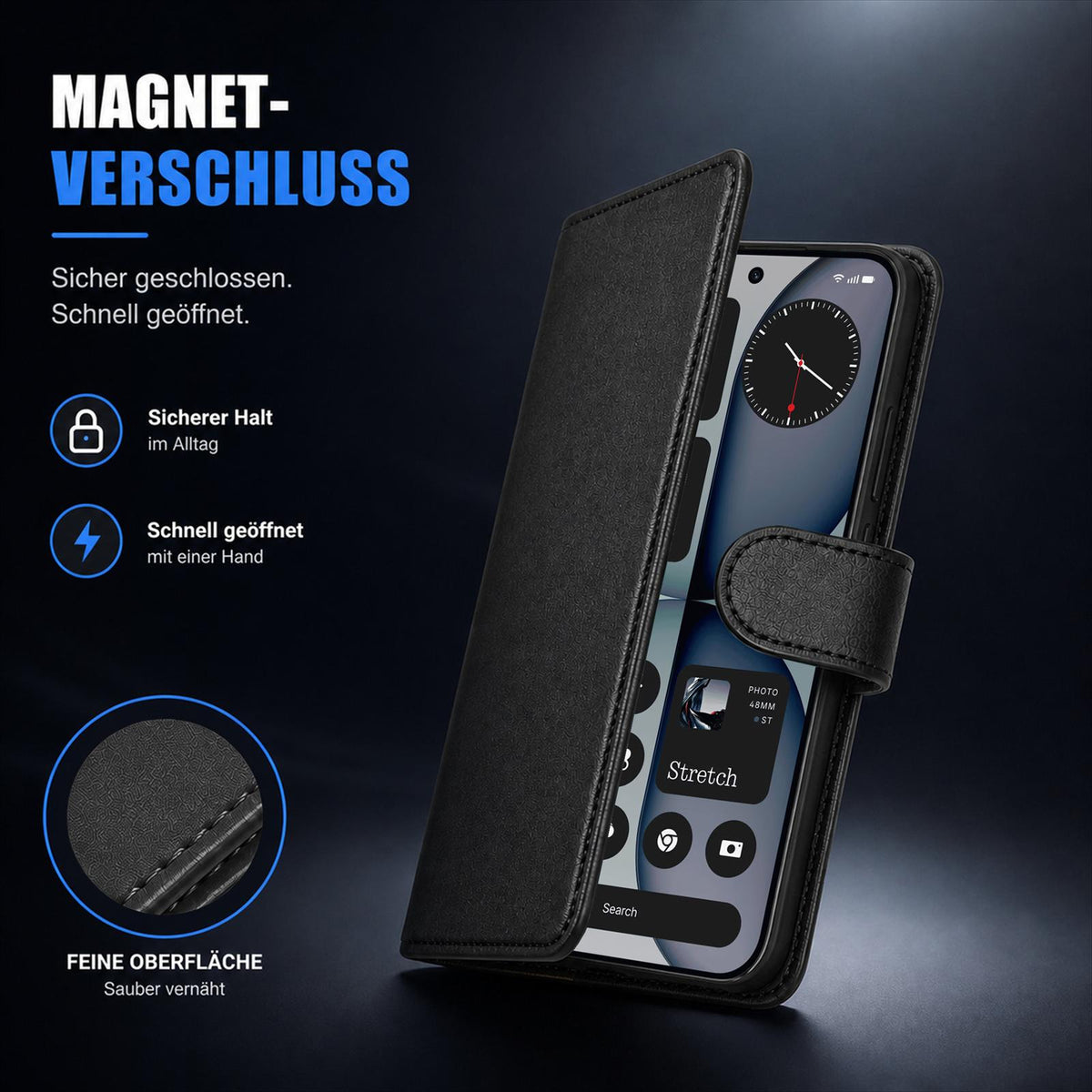Nothing Phone 4a - Klapphülle mit Kartenfächern Schwarz