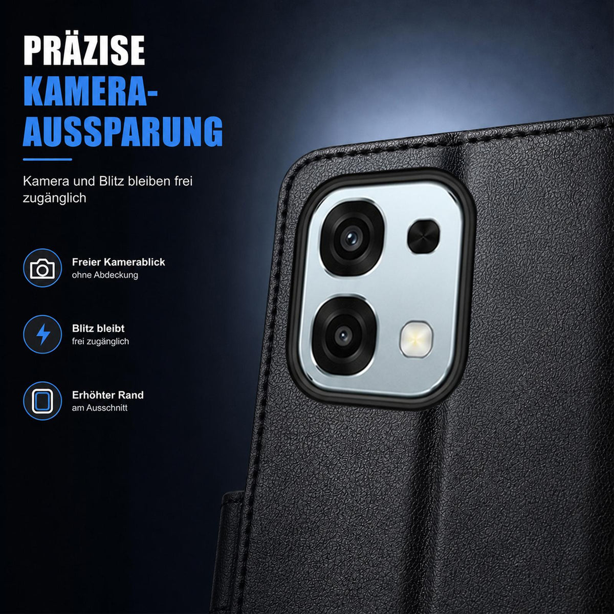 OPPO A6 Pro 5G - Klapphülle mit Kartenfächern Schwarz