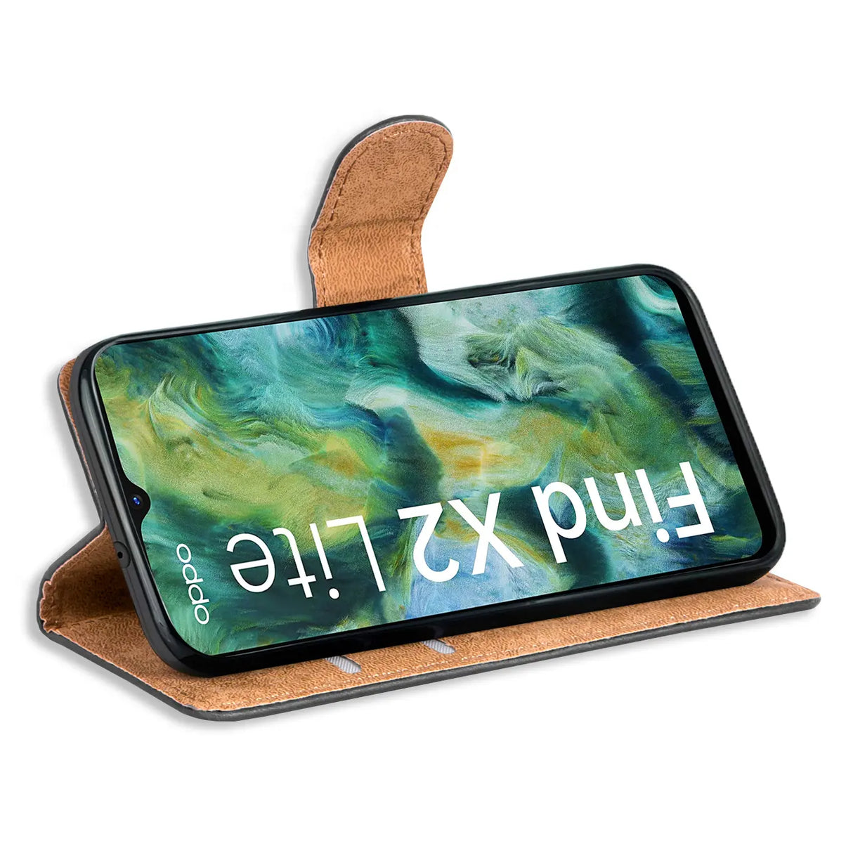 Oppo Find X2 Lite Klapphülle in Schwarz mit Kartenfächern und Schutz
