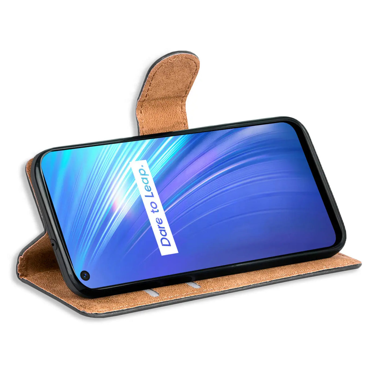 Realme 6 / Realme 6S Klapphülle in Schwarz mit Kartenfächern und Schutz