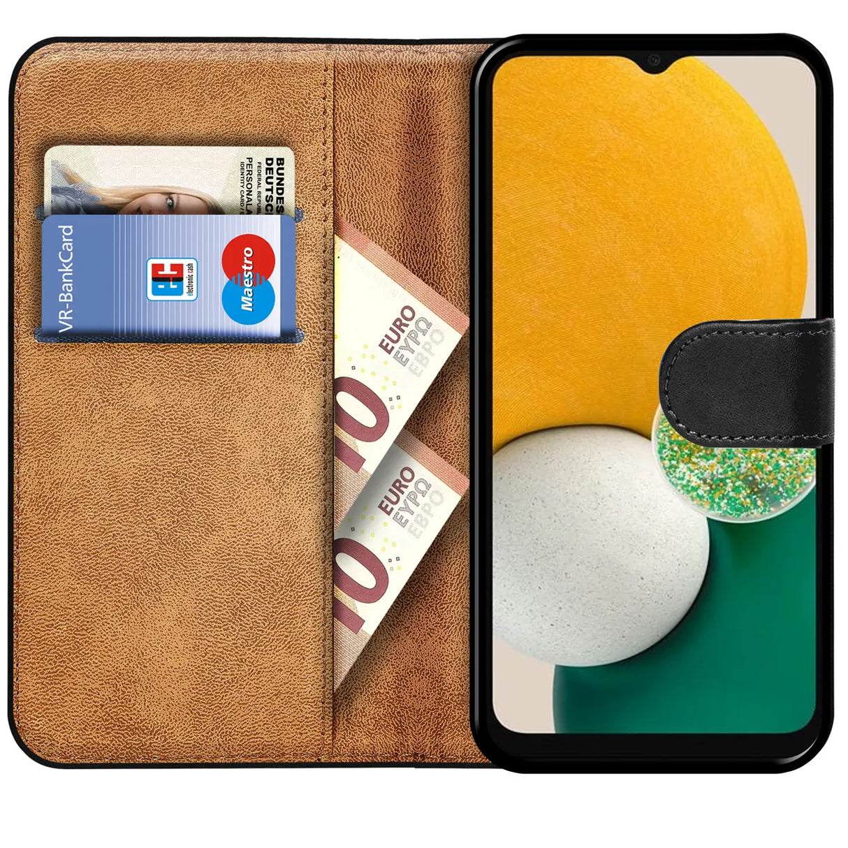 Samsung Galaxy A03 Klapphülle in Schwarz mit Kartenfächern und Schutz