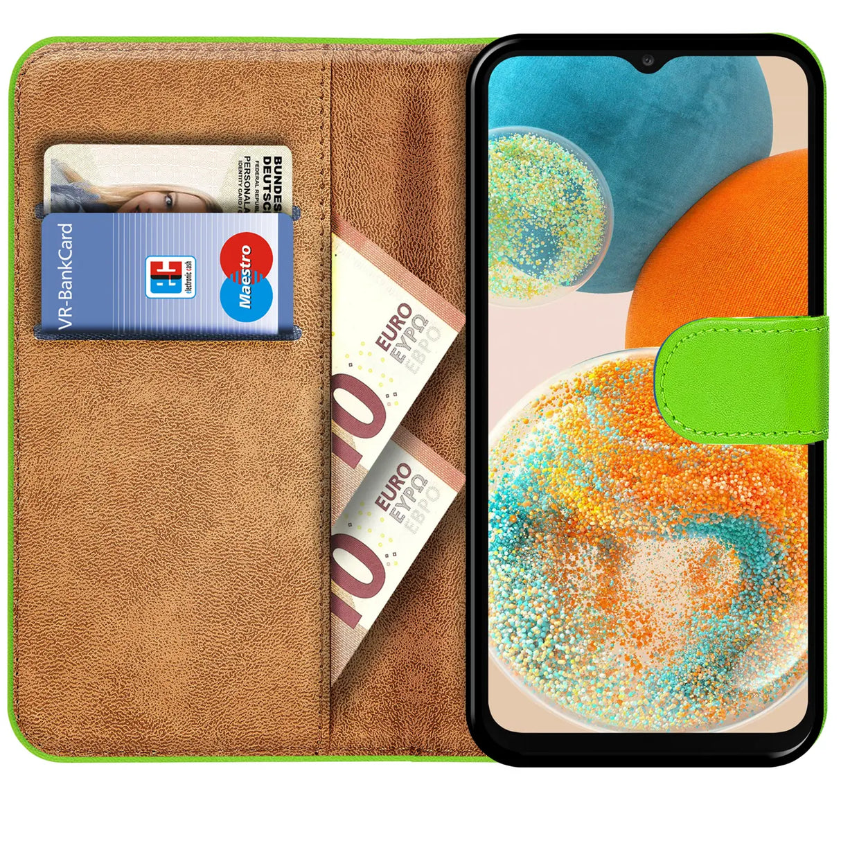 Samsung Galaxy A23 5G Klapphülle in Grün mit Kartenfächern und Schutz