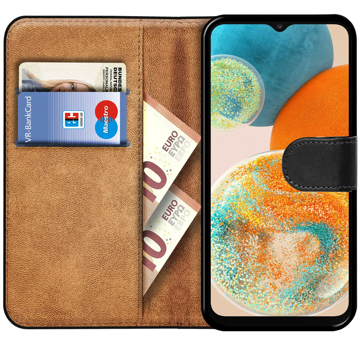 Samsung Galaxy A23 5G Klapphülle in Schwarz mit Kartenfächern und Schutz