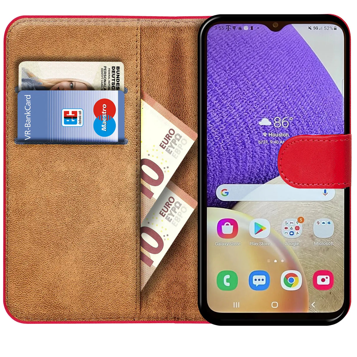 Samsung Galaxy A34 5G Klapphülle in Rot mit Kartenfächern und Schutz