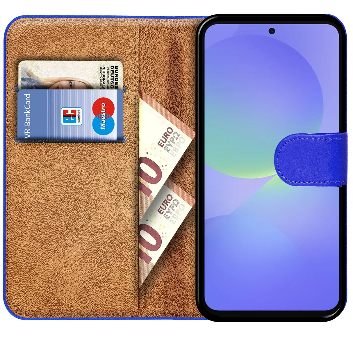 Samsung Galaxy A57 5G Klapphülle in Blau mit Kartenfächern und Schutz