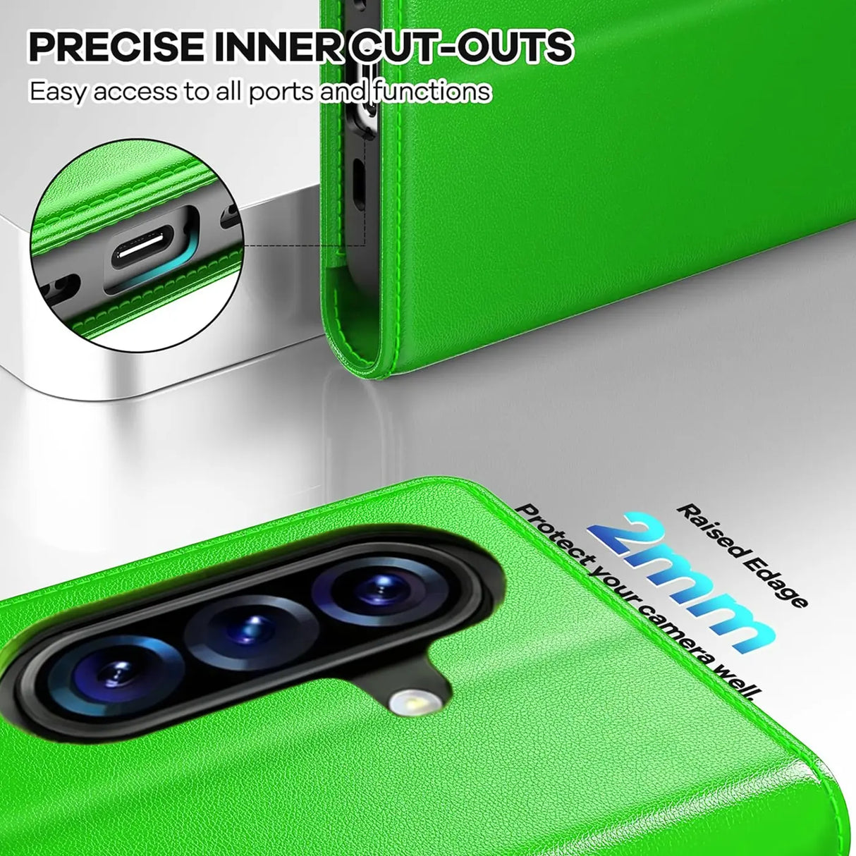 Samsung Galaxy A57 5G Klapphülle in Grün mit Kartenfächern und Schutz