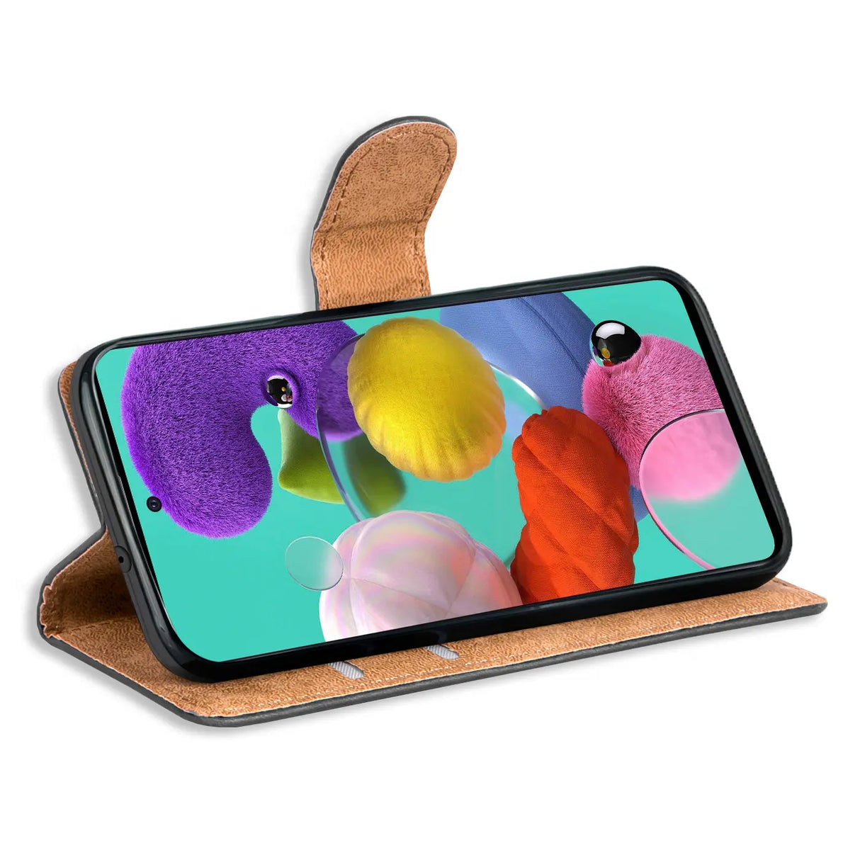 Samsung Galaxy A71 Klapphülle in Schwarz mit Kartenfächern und Schutz