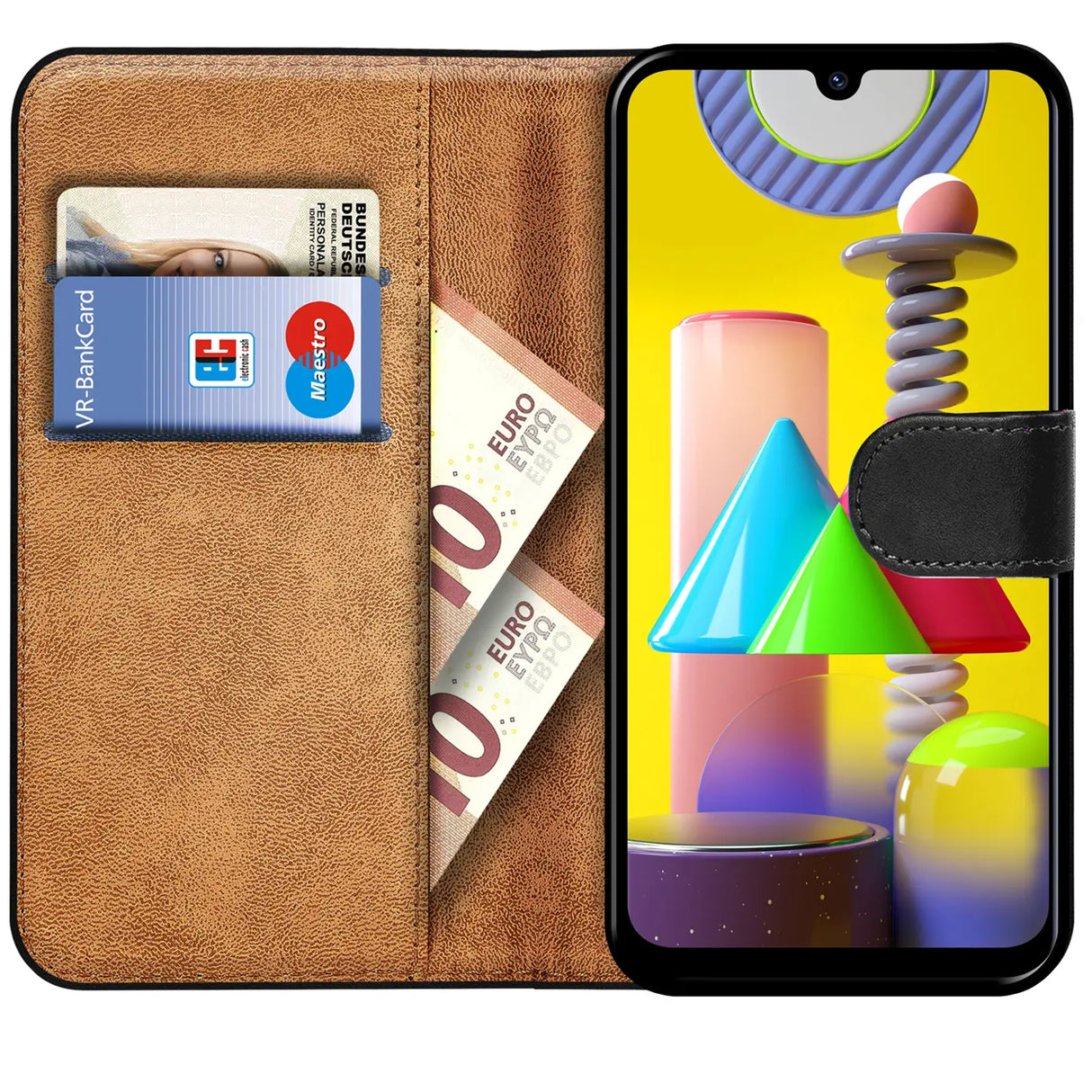 Samsung Galaxy M31 Klapphülle in Schwarz mit Kartenfächern und Schutz