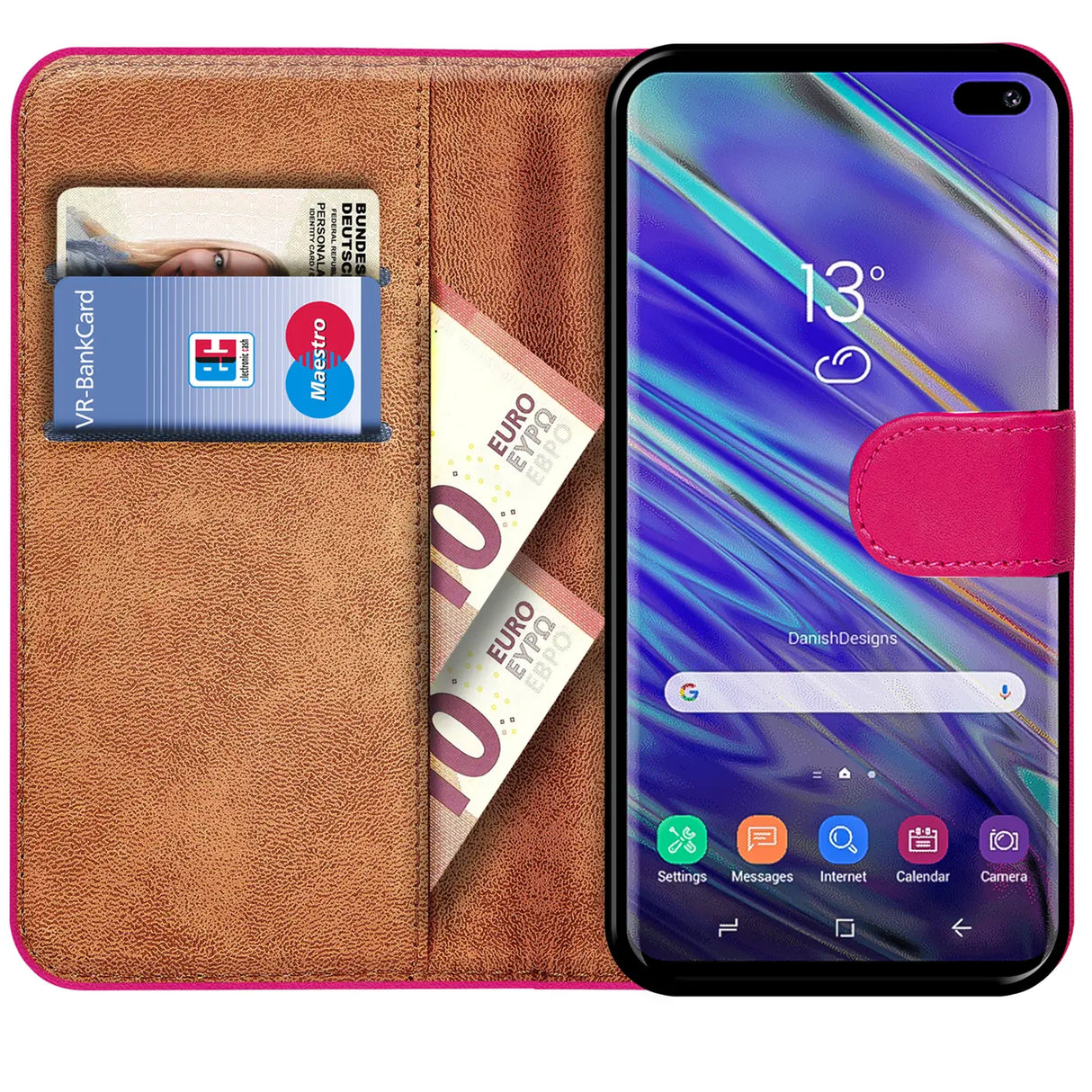 Samsung Galaxy S10 Klapphülle in Pink mit Kartenfächern und Schutz