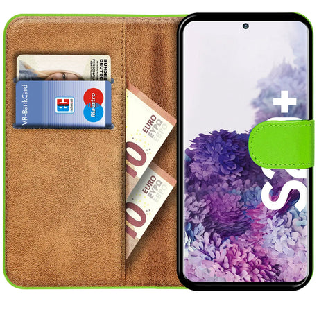 Samsung Galaxy S20 Plus Klapphülle in Grün mit Kartenfächern und Schutz