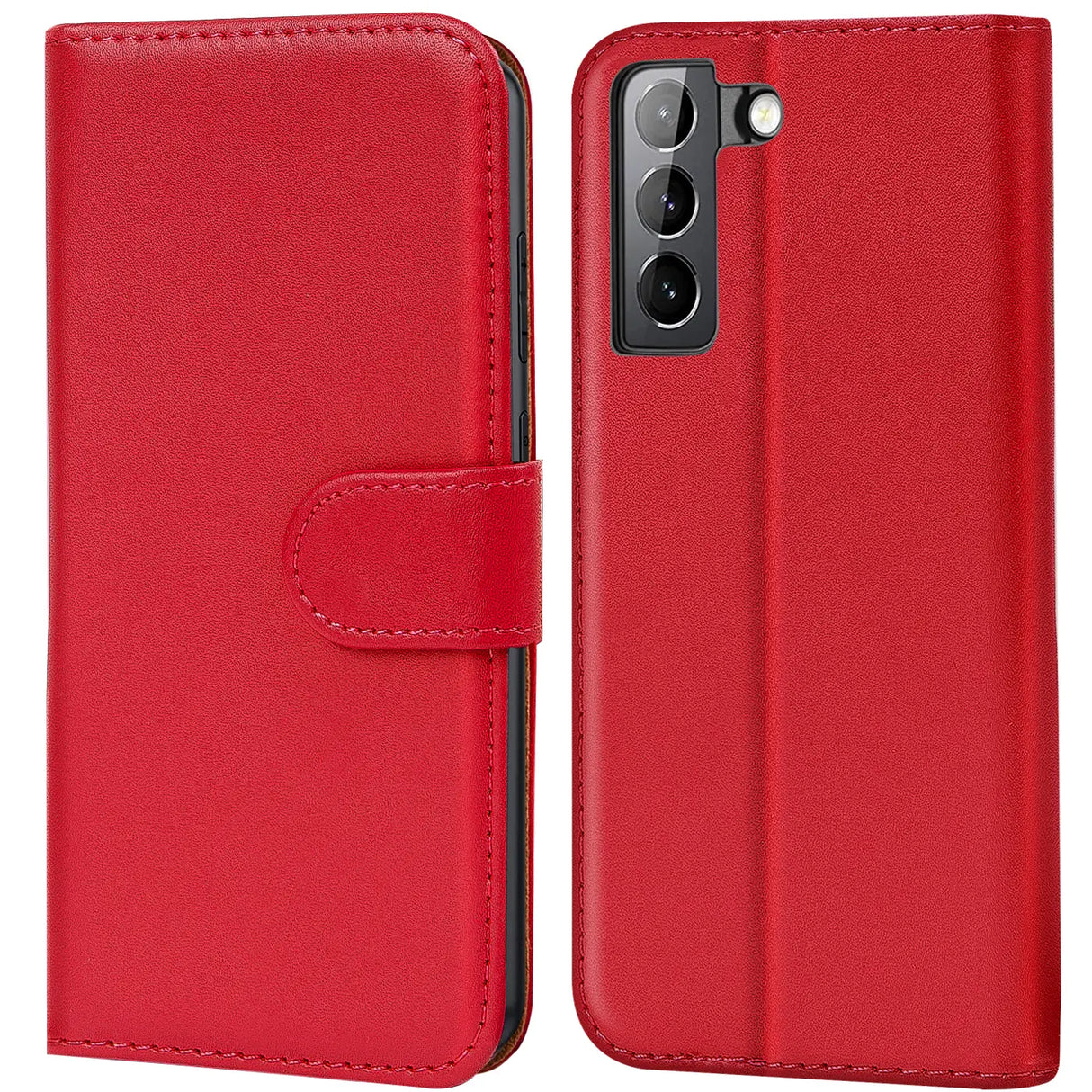 Samsung Galaxy S21 FE Klapphülle in Rot mit Kartenfächern und Schutz