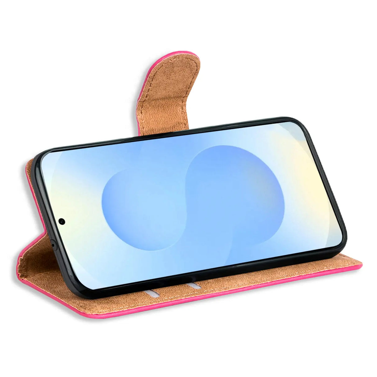 Samsung Galaxy S25 Klapphülle in Pink mit Kartenfächern und Schutz