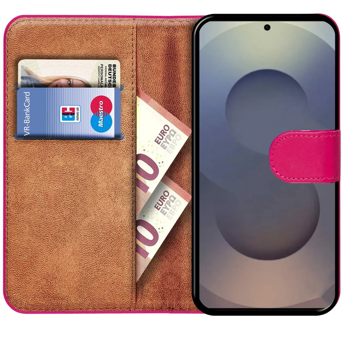 Samsung Galaxy S25 Ultra Klapphülle in Pink mit Kartenfächern und Schutz