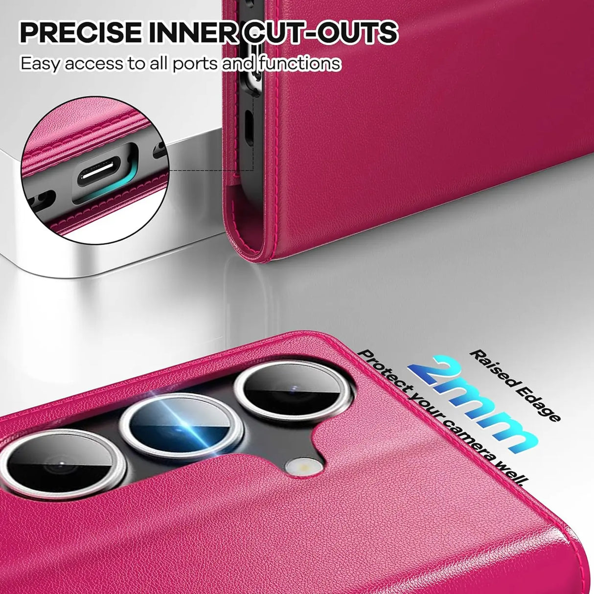 Samsung Galaxy S26 Klapphülle in Pink mit Kartenfächern und Schutz